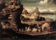 CARPI, Girolamo da Landscape with Magicians fs painting